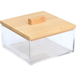 Κουτί Αποθήκευσης Οργάνωσης Bamboo Essentials Τετράγωνο 9x9x6cm Με Καπάκι