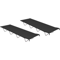 vidaXL Κρεβάτια Κάμπινγκ 2 τεμ Μαύρα 180x60x19 εκ Ύφασ. Oxford/Ατσάλι 312484