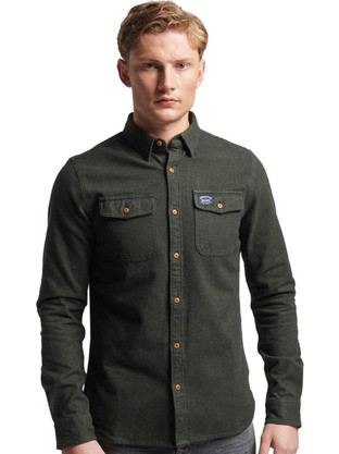Superdry Trailsman Flannel Ανδρικό Πουκάμισο Βαμβακερό Μακρυμάνικο Κανονική Γραμμή Μαύρο M4010723A-LO3