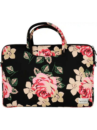 Wonder Black and Roses Τσάντα Laptop Ώμου 14" Black Multicolor