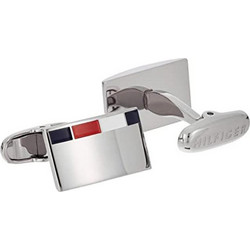 Tommy Hilfiger μανικετόκουμπα ατσάλι σε ασημί χρώμα με λεπτομέρεια στα χρώματα της Tommy, 2790251