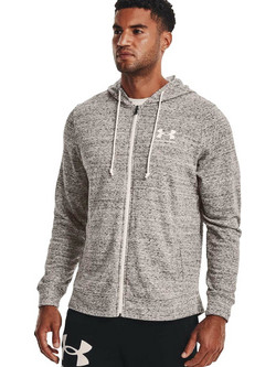 Under Armour Rival Terry Ανδρική Ζακέτα Φούτερ με Κουκούλα και Φερμουάρ Γκρι 1370409-112