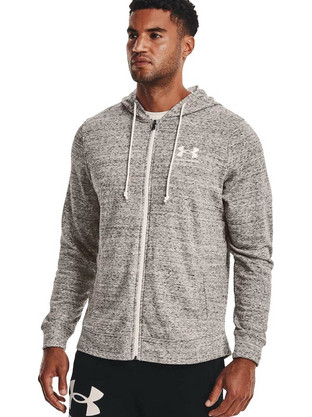Under Armour Rival Terry Ανδρική Ζακέτα Φούτερ με Κουκούλα και Φερμουάρ Γκρι 1370409-112