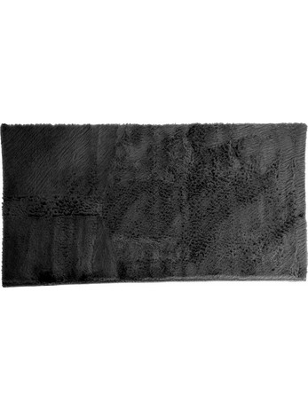 Γούνινο χαλί από πολυεστέρα, ορθογώνιο, 60x90 cm Σκούρο Γκρι - Aria Trade