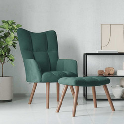vidaXL Πολυθρόνα Relax με Υποπόδιο Βελούδινη Πράσινη 328064
