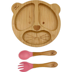 BabyCloud Βρεφικό Σετ Φαγητού Σιλικόνης & Bamboo Lion Πράσινο 3τμχ