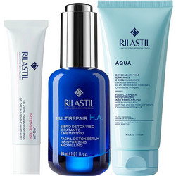 Rilastil Multirepair H.A. Facial Detox Serum 30ml + Aqua Intense 72h Gel-Cream Intensive Moisturizer 15ml + Aqua Face Cleanser 50ml