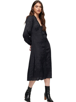Superdry Ovin Midi Καθημερινό Φόρεμα Μαύρο W8011571A-CG5