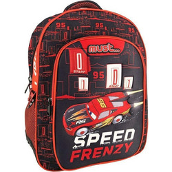 Must Disney Cars Speed Frenzy Σχολική Τσάντα Πλάτης Δημοτικού Μαύρη Κόκκινη 562957
