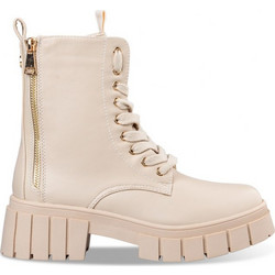 Envie Shoes Γυναικεία Μποτάκια Εκρού με Χοντρό Τακούνι E14-18123-36