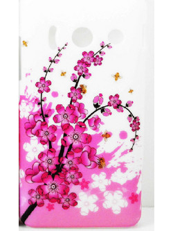 Huawei Ascend Y300 Θήκη Πλαστικό Πίσω Κάλυμμα Λευκή με Ρόζ Λουλούδια OEM