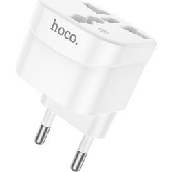 Αντάπτορας Hoco DC60 Universal (UK, 3C 3Plug, 3C 2Plug, US Plug) σε European Λευκός