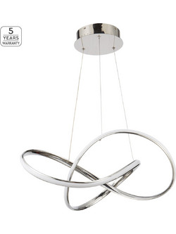 Home Lighting Malbera SE LED 60 Κρεμαστό Φωτιστικό Οροφής Μονόφωτο LED με Θερμό Λευκό Φως Ασημί 77-8127 Chrome