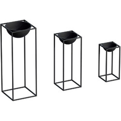 Aberto Design Σετ Κασπώ Μεταλλικά Μαύρα 28x28x80/22x22x60/17x17x40cm 3τμχ 247HFM1168