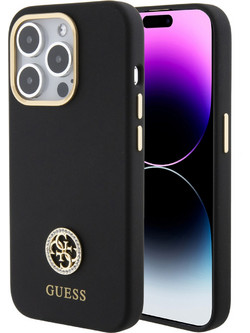 Guess Silicone 4G Strass Logo Θήκη Black (iPhone 15 Pro)