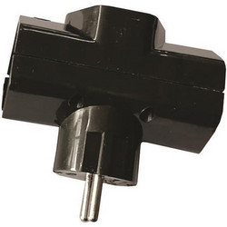 Eurolamp Αντάπτορας Schuko Σταυρός 3 Θέσεων Μαύρο (147-10011)