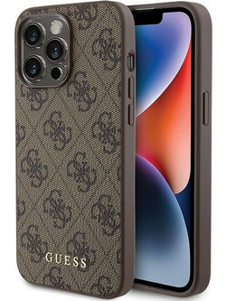 Guess iPhone 15 Pro Max -Metal Gold Logo Θήκη - Brown-GUHCP15XG4GFBR