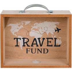 Κουμπαράς - κορνίζα ξύλινος Travel Fund Υ12x20,5x5εκ