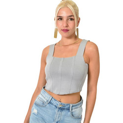Crop top πλεκτό τύπου κορσές Γκρι 25193