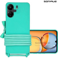 Θήκη Σιλικόνης με Κορδόνι CarryHang Sonique Xiaomi Redmi 13C 4G / Poco C65 4G - Τιρκουάζ