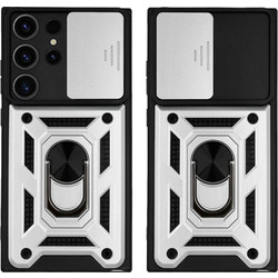 Θήκη Ring Armor CamPro Sonique για Samsung Galaxy S23 Ultra Ασημί