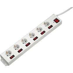 Hama Socket Line 6-fach single switchable white 223159