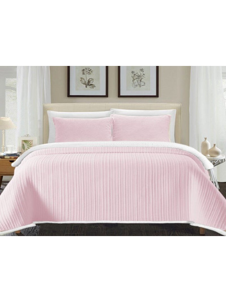 Κουβέρτα Μονή Super Soft Sherpa Stripes Γαρύφαλλο 160x220 - Ροζ