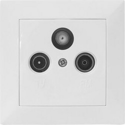 Πρίζα TV + FM + SAT τερματική λευκό χρώμα σειρά Κλειώ πλήρης μηχανισμός - 15-0170