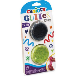 Carioca Glitter Μαύρο & Λαχανί Πηλός 2χ20gr 42126