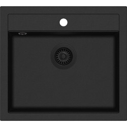 HElika Quadro SQQ 100 Ένθετος Νεροχύτης Γρανίτη Μαύρος 601 AQP-601 56.5x51cm