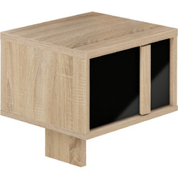 Curtys Κομοδίνο 36x42x42εκ. Sonoma Oak/ Μαύρη Γυαλιστερή Λάκα