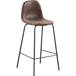 CELINA Σκαμπό BAR με Πλάτη, Κάθισμα Η.67cm, Μέταλλο Βαφή Μαύρο, Ύφασμα Suede Καφέ κωδ. 0706-Ε-00022244