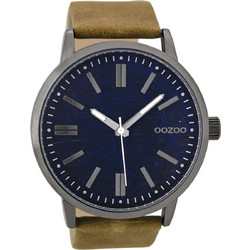 Oozoo Ανδρικό Ρολόι με Καφέ Δερμάτινο Λουράκι C9406