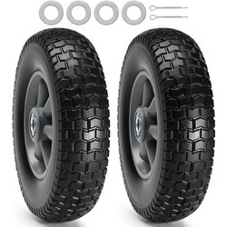 VEVOR Solid PU Run-Flat Tire Wheel, 10" 2-Pack, 180 lbs Dynamic Load, 220 lbs Static Load, Flat Free Tubeless ελαστικά και τροχοί για χειροκίνητο καρότσι, κούκλες, ρυμουλκούμενα κήπου, διάφορα καρότσι