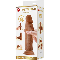 Pretty Love Quentin Sliding Skin Ρεαλιστικό Dildo με Βεντούζα 18cm Καφέ