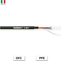 TASKER C801 PVC Εύκαμπτο Καλώδιο DMX-AES/EBU 110 Ohm, 2x0.22mm, Διπλή Θωράκιση PVC, Μαύρο (Κουλ. 100m)