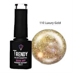 Trendy Soak Off 110 Luxury Gold Glitter Ημιμόνιμο Βερνίκι Νυχιών 6ml