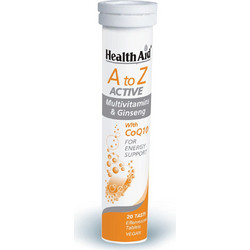Health Aid A To Z Active Multivitamins & Ginseng with CoQ10 20 Αναβράζοντα Δισκία