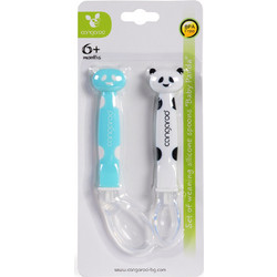 Cangaroo Baby Panda Blue Σετ Βρεφικά Κουτάλια Σιλικόνης 6m+ Μπλε 2τμχ