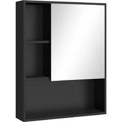 Kleankin Καθρέπτης Μπάνιου με Ράφι Μαύρος 60x15x76cm 834-259V80BK
