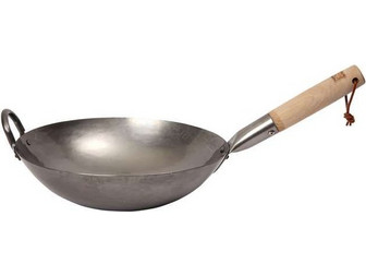 Craft Wok hand - hammered από ανθρακούχο χάλυβα 30 εκατ. με επίπεδο πάτο School of Wok