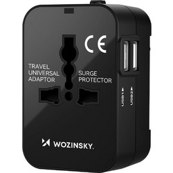 Wozinsky WUTWC αντάπτορας ταξιδίου γενικής χρήσης 24W EU / US / AUS / UK / 2x USB-A - μαύρο