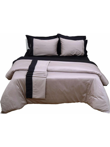 Anna Riska Σετ Σεντόνια Υπέρδιπλα Βαμβακοσατέν 240x270cm Luxury Bicolour Grey - Black
