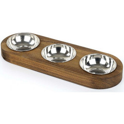 Μπωλ Φαγητού Κατοικιδίων 3 Θέσεων 268EVL1398 48x17x3cm Walnut-Silver Hanah Home