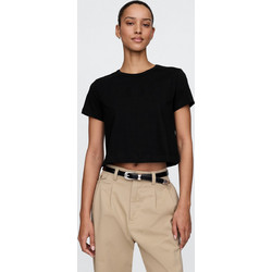 Μάυρη Οργανικό Βαμβάκι Vintage Cropped Μπλούζα Black
