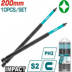 Μύτες Μαγνητικές Μαύρες ΡH2 200mm 10 Τεμάχια Total (TACIM16PH285)
