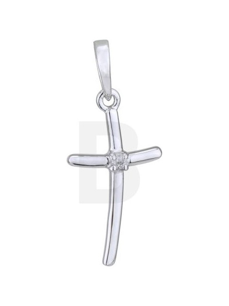 Strieborny privesok v tvare kriza s diamantom TS-PE-0019