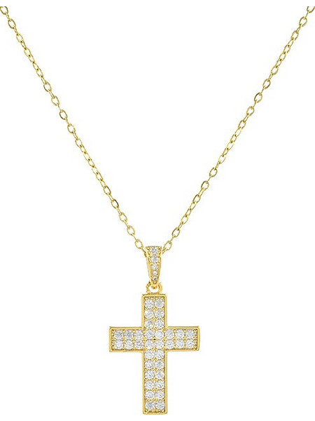 Γυναικείο Κολιέ με Σταυρό και Ζιργκόν Awear Creu Gold
