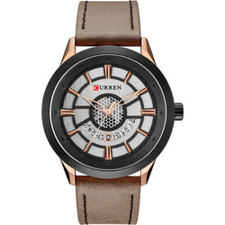 Curren Ανδρικό Ρολόι με Μπεζ Δερμάτινο Λουράκι 8330 Beige