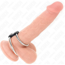 Kink Double Metal Penis Ring 3.7cm to 5cm Model 1 Δαχτυλίδι Πέους Μαύρο Ασημί